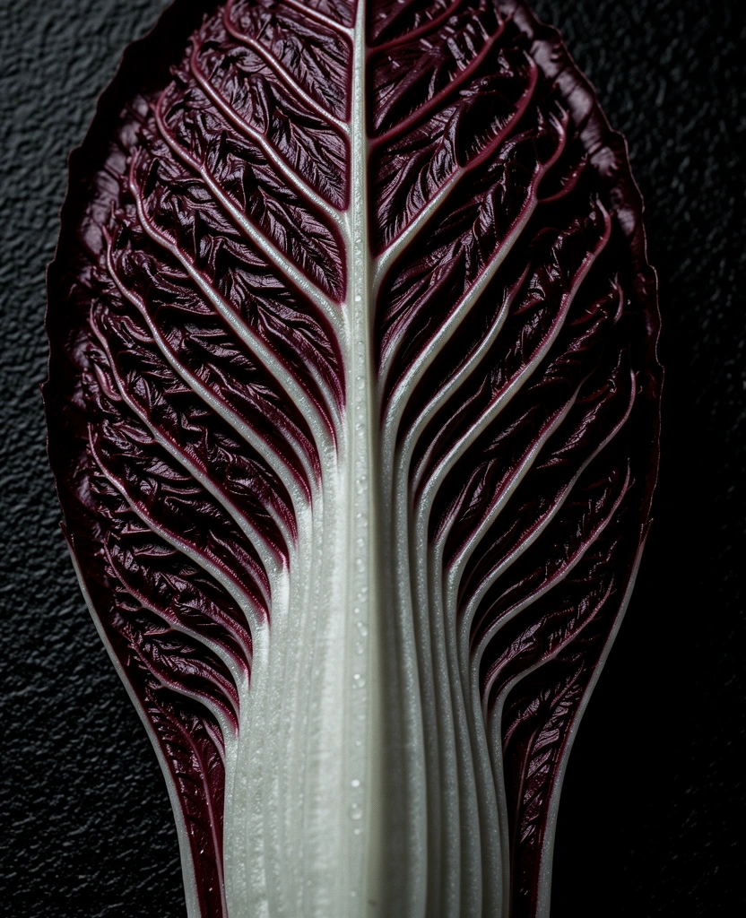 Textura botanică a unei frunze de radicchio